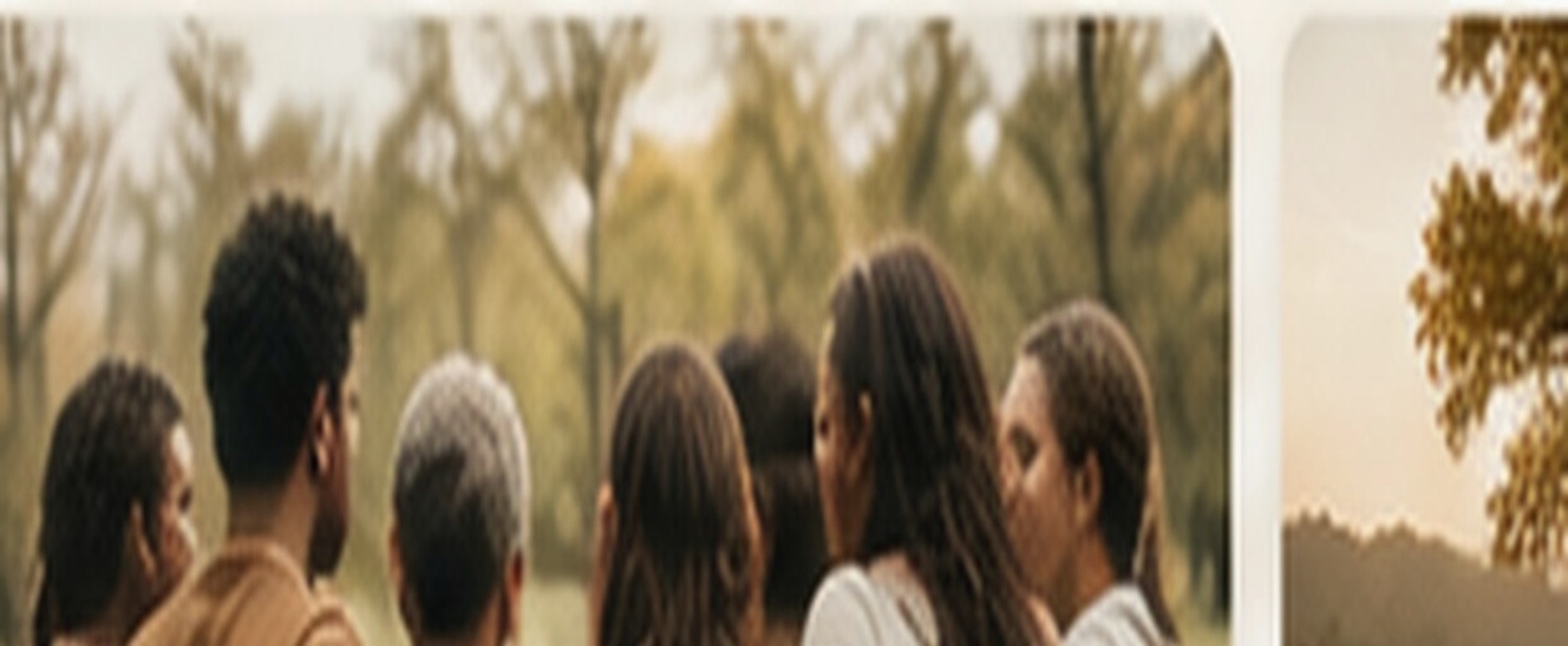 A warm community gathering representing connection, belonging, and shared support.